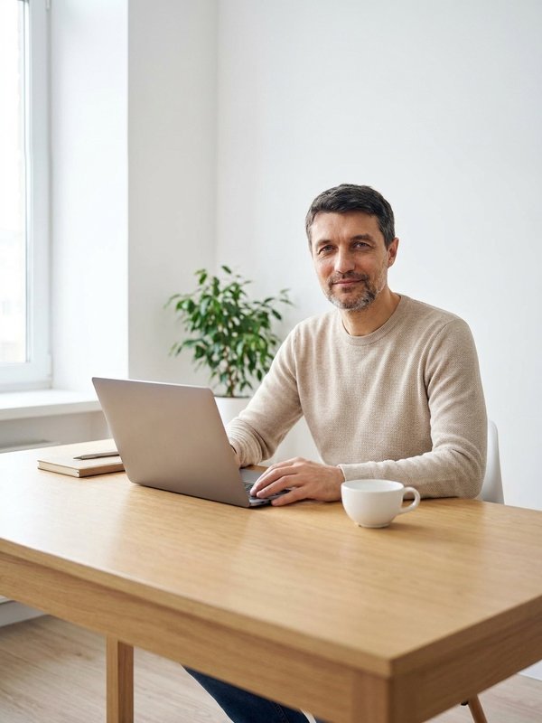 Andrii Drobotin, Vedic astrologer, giving an online consultation at his desk